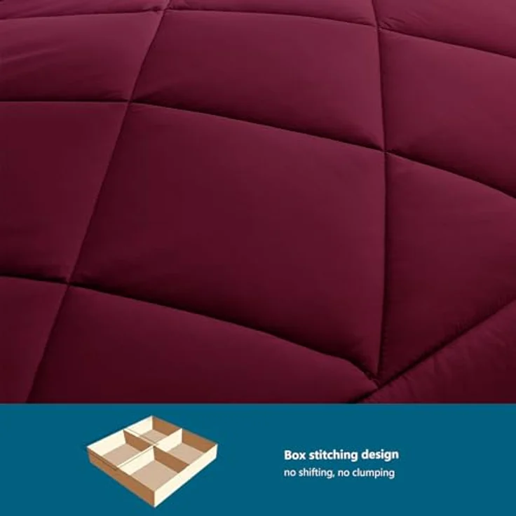 WAVVE Bettdecke 140x200 cm Ganzjahresdecke 4 Jahreszeiten, Steppdecke 300gsm Mikrofaser 140x200 cm, Super Weiche Zudecke Schlafdecke Atmungsaktive 140x200, Rot – Bild 6