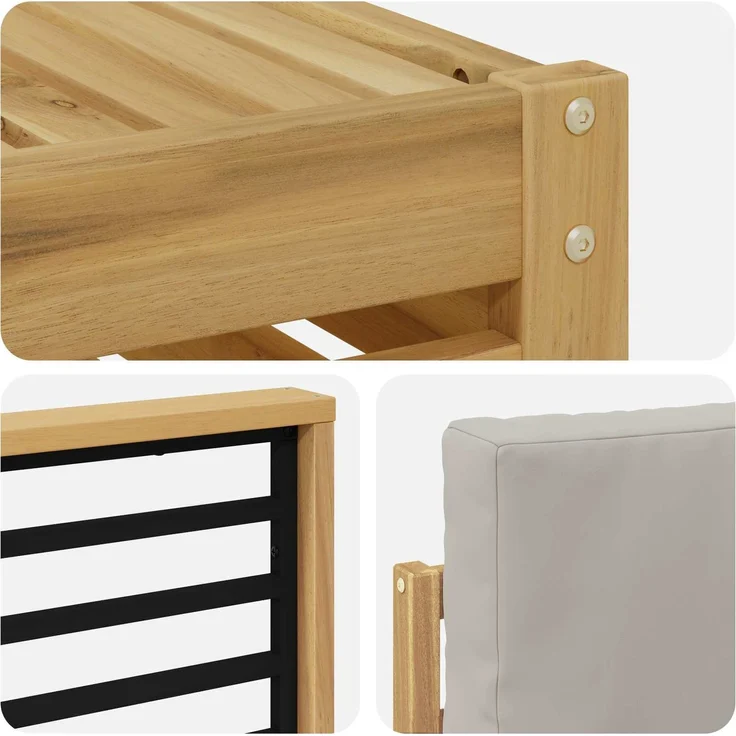 vidaXL Outdoor-Sofagarnitur 6 stk. 5-Sitzer Weiß und Hellgrau 3392126 – Bild 6