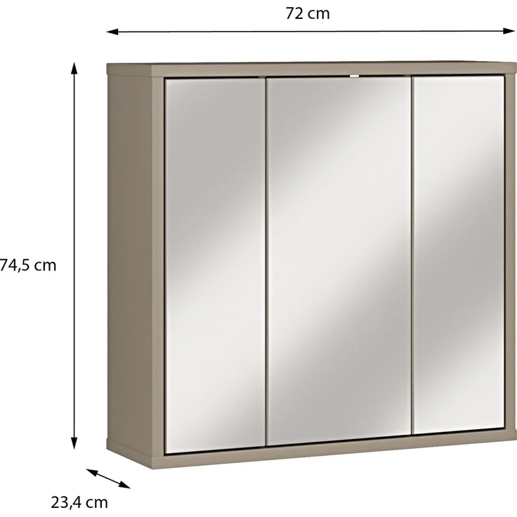 Badezimmerspiegelschrank >ALICE SPRINGS< in Taupe / Spiegel - 74,5x72x23,8cm (BxHxT) – Bild 7