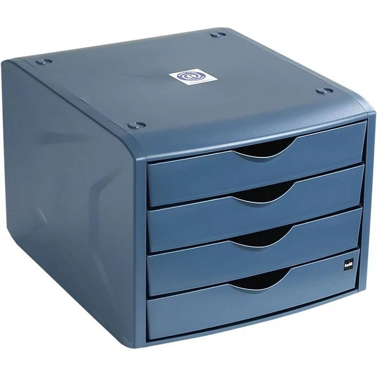 HELIT Schubladenbox the green chameleon, mit 4 Schubladen, geschlossen, stapelbar, Recycling-Kunststoff – Bild 1