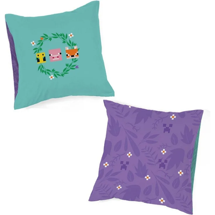 Minecraft Kinderbettwäsche Minecraft Bettbezug-Set 135x200 cm + Kissenbezug 80x80 cm, Washed Cotton, 2 teilig, 100 % Baumwolle, maschinenwaschbar, wendbar – Bild 3