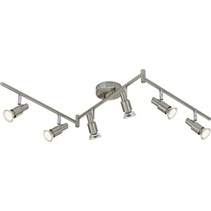 Briloner Leuchten LED Deckenleuchte, Deckenschiene matt nickel mit 2 beweglichen Armen, energiesparend, dreh- und schwenkbar, warmweiß 250 Lumen
