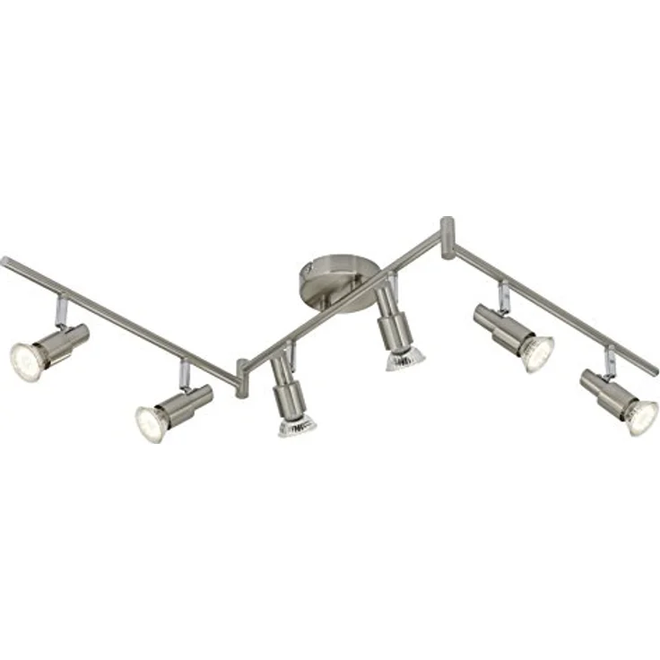 Briloner Leuchten LED Deckenleuchte, Deckenschiene matt nickel mit 2 beweglichen Armen, energiesparend, dreh- und schwenkbar, warmweiß 250 Lumen – Bild 1