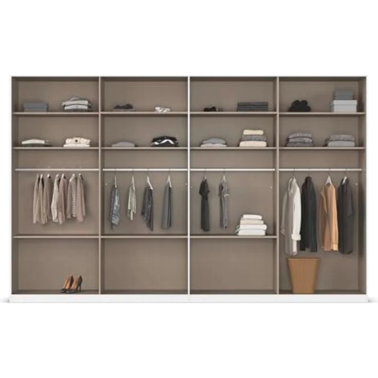 Rauch Möbel Alabama, Kleiderschrank für Schlafzimmer, Kinderzimmer, Wohnzimmer, Garderobe, Flur, 8-türig, Spiegel, mit Zubehör Classic, Farbe Weiß/Eiche Artisan, Holz, Breite 360 cm – Bild 6