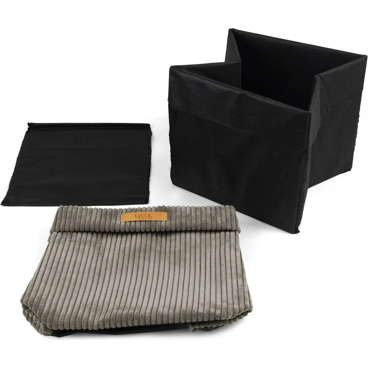 Lycce faltbare Aufbewahrungsbox - Cord, passend für Kallax Regal, abnehmbarer Bezug, robust, formstabil Taupe 31x33x33cm – Bild 4