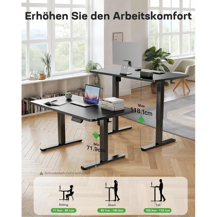 Marsail Höhenverstellbarer Schreibtischrahmen, Elektrische Tischbeine mit leistungsstarkem Motor, 176 lbs Maximalbelastung, für Verschiedene Desktops, Verstellbare Tischbeine, Nur Rahmen – Bild 6