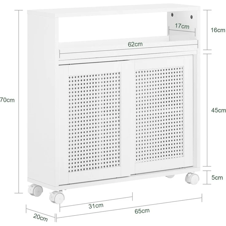 SoBuy BZR119-W Toilettenschrank mit Toilettenpapierhalter, MDF, Lackiert, Weiß, 65 x 70 x 31 cm – Bild 3