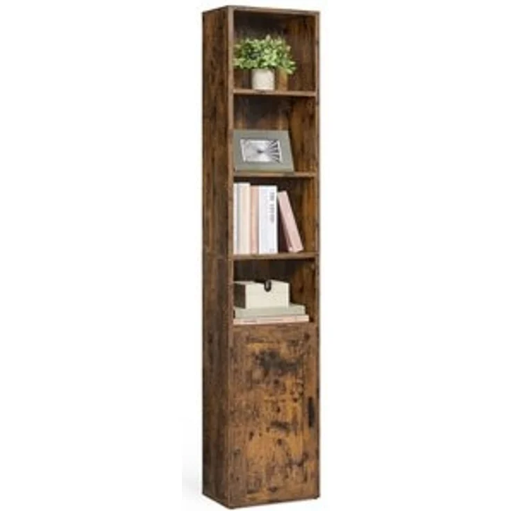 Bücherregal, 6-stöckiges hohes Regal, Standregal mit Türen und offenen Fächern, vielseitig einsetzbar – Bild 6