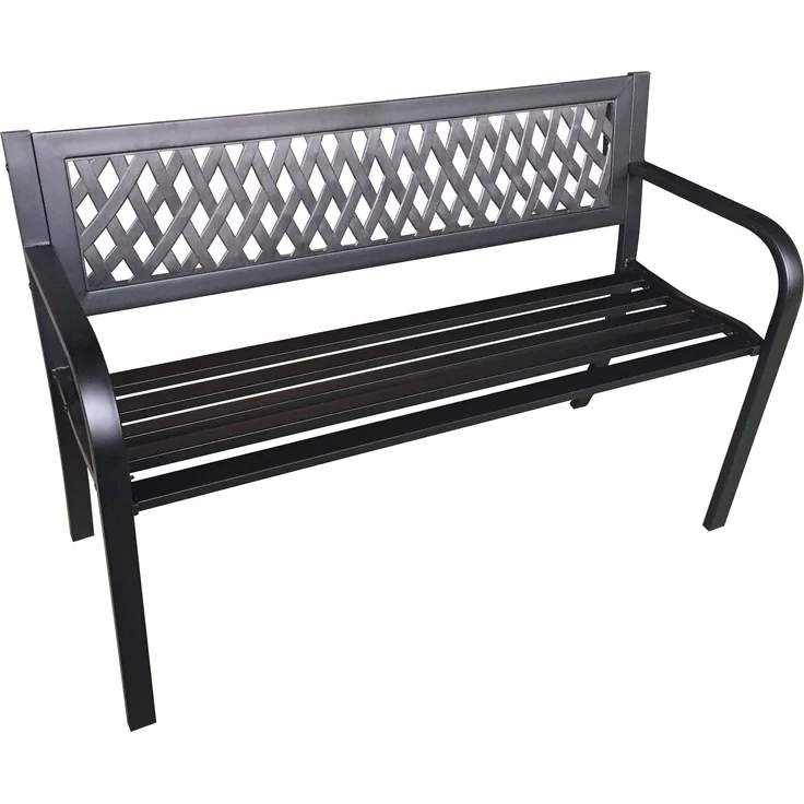 Gartenbank TIMO - 119cm Breit, Kunststoff, Schwarz | Terrassenbank Wetterfest Sitzbank Outdoor Bank