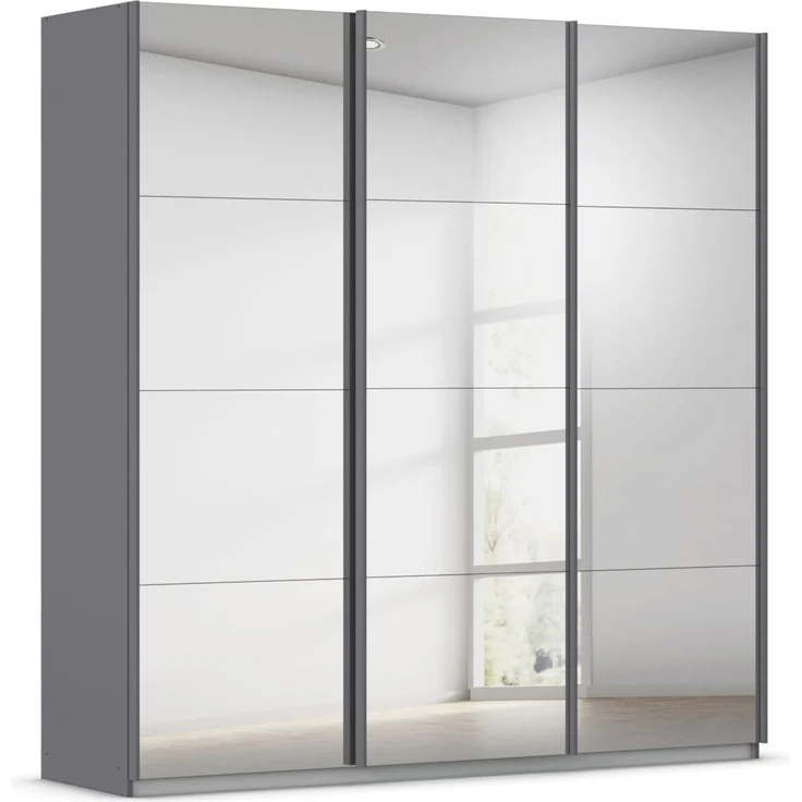 Rauch Möbel KULMBACH, Schwebetürenschrank, Grau metallic, Breite 203 cm