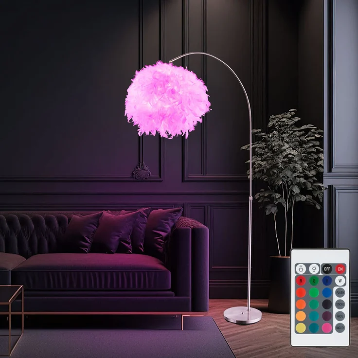 RGB LED Standlampe mit Feder-Lampenschirm und Farbwechsler – Bild 4