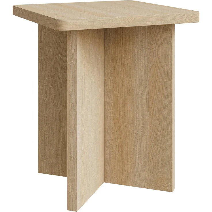 Selsey Quadratischer Couchtisch Eiche – Holz Couchtisch Klein 42 cm mit geometrischer Basis, Eleganter Minimalismus im Japandi-Stil für Wohnzimmer, Modernes Design