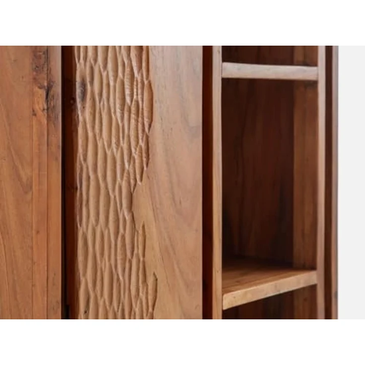 Hochkommode Bad-Hochschrank Akazienholz braun 50x115x30 cm massivum Maddox Badezimmer-Kommode Badmöbel Massivholz-Schrank – Bild 5