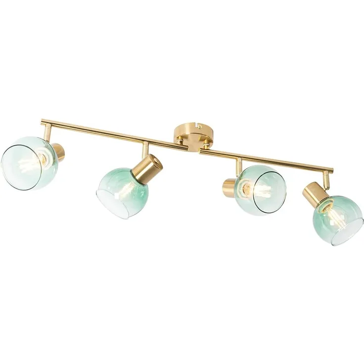 Qazqa LED Aufbaustrahler Vidro, ohne Leuchtmittel, E14, Grün, Art Deco, Stahl, 4-flammig