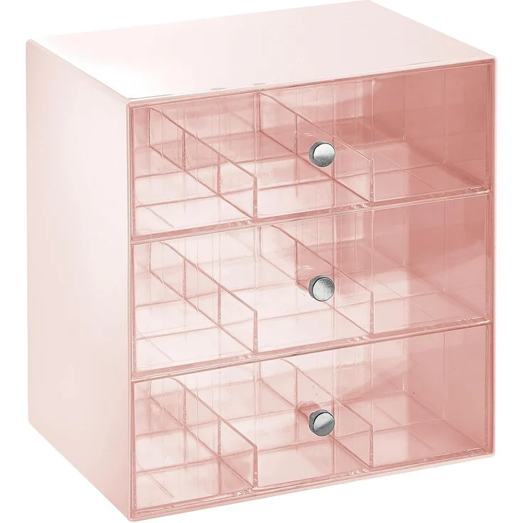 mDesign Kosmetik Organizer 3 Schubladen 27 Fächer Aufbewahrungsbox Hellrosa – Bild 9