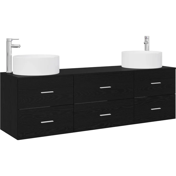 vidaXL Badezimmerschrank-Set 3 stk. Schwarz 161,5 x 44,5 x 80 cm 3405940 – Bild 2