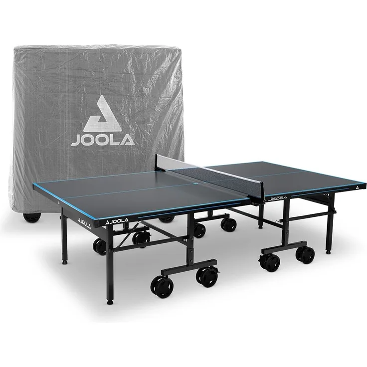 JOOLA Tischtennisplatte ALUMINIUM PRO inkl. Abdeckhülle, Outdoor Tischtennisplatte wetterfest, 6 mm Aluminium-Kunststoffverbundoberfläche - Einklappbares Untergestell, inklusive Tischtennisnetz