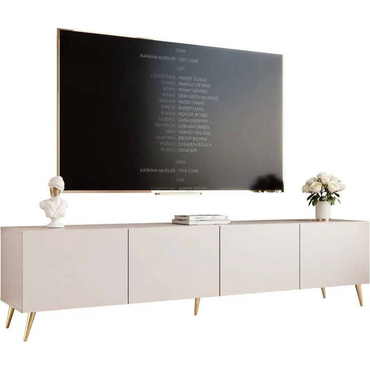 yourhouse24 Lowboard TV ANGEL 200 auf Füßen mit LED-Beleuchtung – Griffloses Design – Bild 1