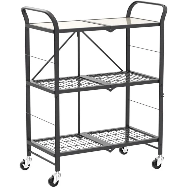 ONVAYA® Küchenwagen James klappbar | Servierwagen auf Rollen | Etagenwagen | Beistellwagen für Küche und Wohnzimmer | Grau – Bild 4