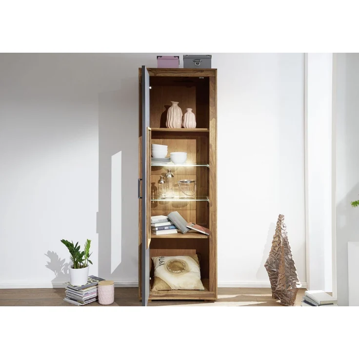 Vitrine Sheesham 66 x 40 x 201 gebeizt TURIN #01 – Bild 4