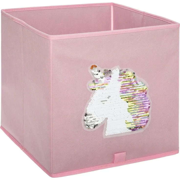 Niedlicher Textilbehälter mit schönem Motiv für Kinder, rosa, 29 x 29 x 29 cm, Atmosphera for kids
