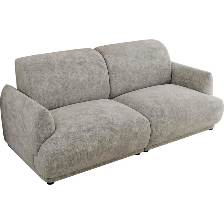 Modernes Design Sofa PUNTA 206 cm 3-Sitzer HR-Schaum Rückenlehne, Wellenfederung, Massivholzrahmen, Sofa mit Armlehnen - Hellgrau Schenille grob gewebt – Bild 7