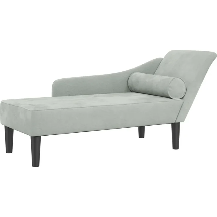 vidaXL Chaiselongue mit Kissen Hellgrau Samt – Bild 1