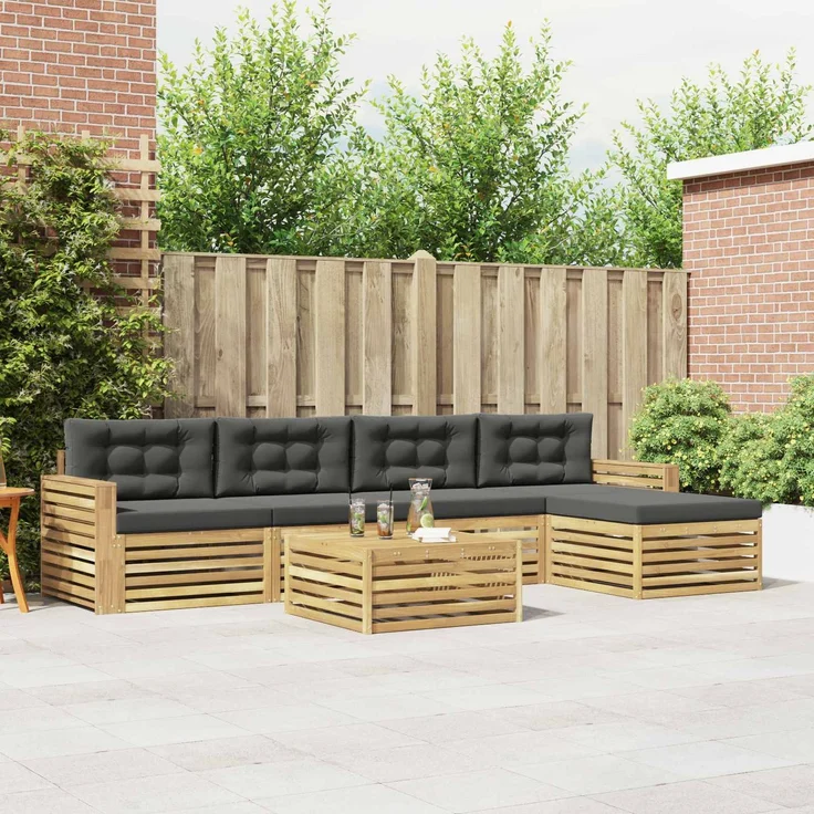 vidaXL Outdoor-Sofagarnitur 6 stk. 5-Sitzer Weiß und Anthrazit 3390372 – Bild 1