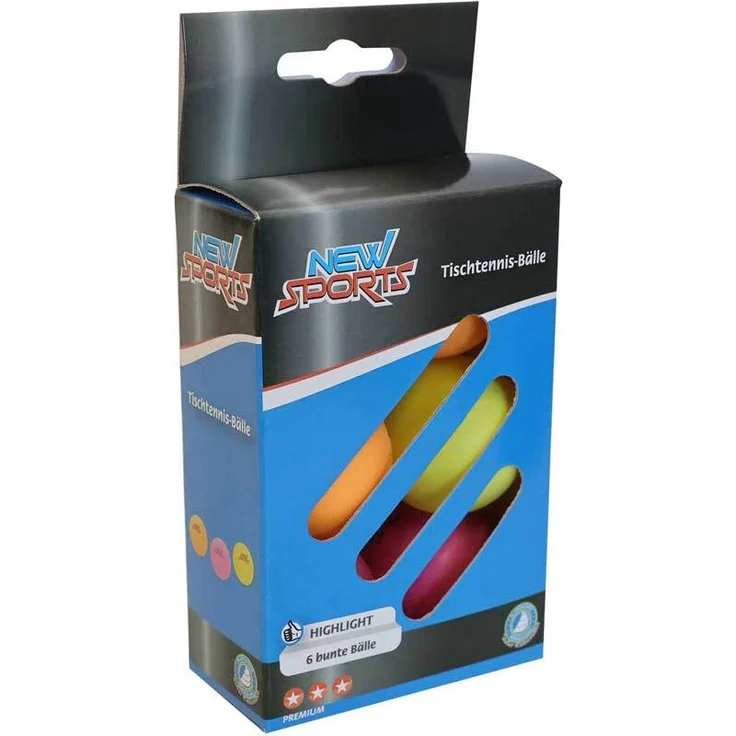 New Sports Tischtennis Bälle, 6 Stück, orange / pink / gelb – Bild 2