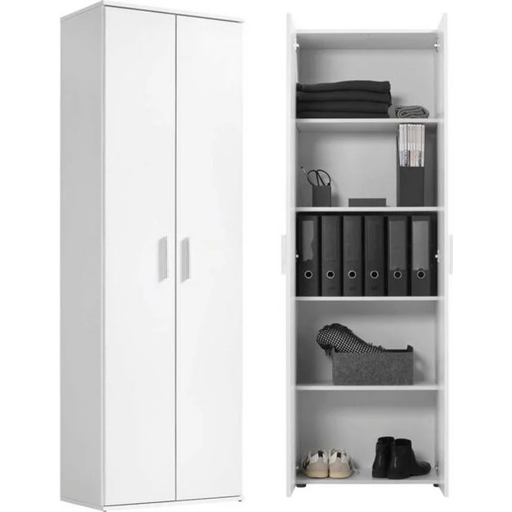 mokebo® Mehrzweckschrank 60cm Breite mit Einlegeböden 'Der Lange' moderner Aktenschrank in Weiß aus Holz, Schrank & Haushaltsschrank | 60 x 180 x 34 (B/H/T in cm) – Bild 4