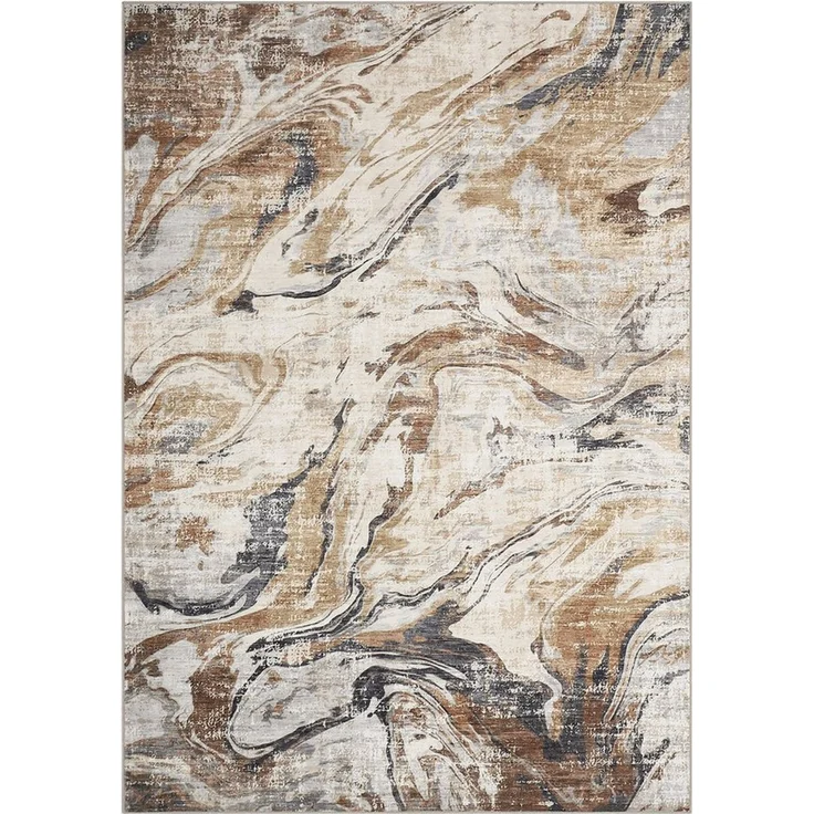 GarveeMore Teppich Waschbarer Falteppich, 350g/m² Florgewicht, TPR Rückseite Rutschfest, rechteckig, Höhe: 8 mm, Motiv "Wolken & Tinte", Blau/Grau/Braun für Wohnzimmer Schlafzimmer – Bild 3