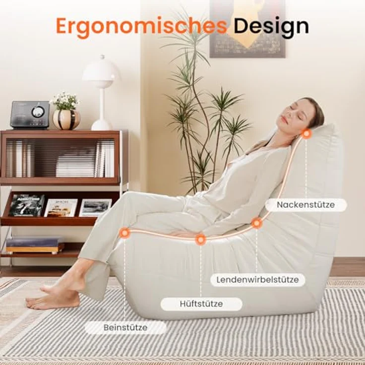 Vesgantti Togo Sofa für kleine Räume, Bodensofa aus Memory-Schaum, Loungesofa aus Wildlederimitat, kleines Wohnzimmer Sofa für Schlafzimmer & Wohnzimmer, Weiß – Bild 4