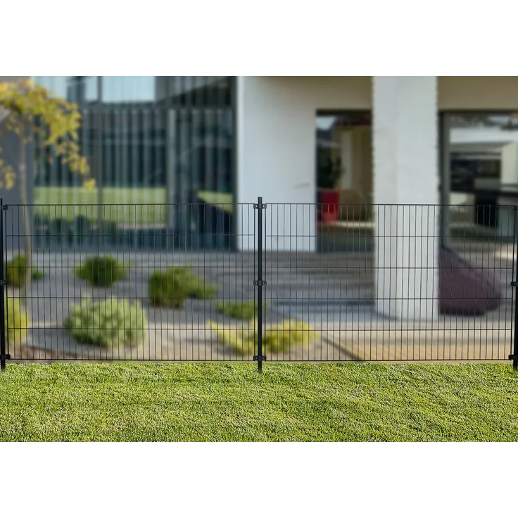 Garden 'N' More Einzelstabmattenzaun Set mit Rundpfosten, 125 cm hoch, anthrazit, 5 Elemente für 10 m, 6 Pfosten
