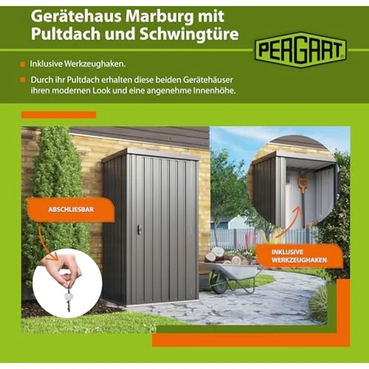 Pergart Gerätehaus Marburg, anthrazit matt – Bild 2