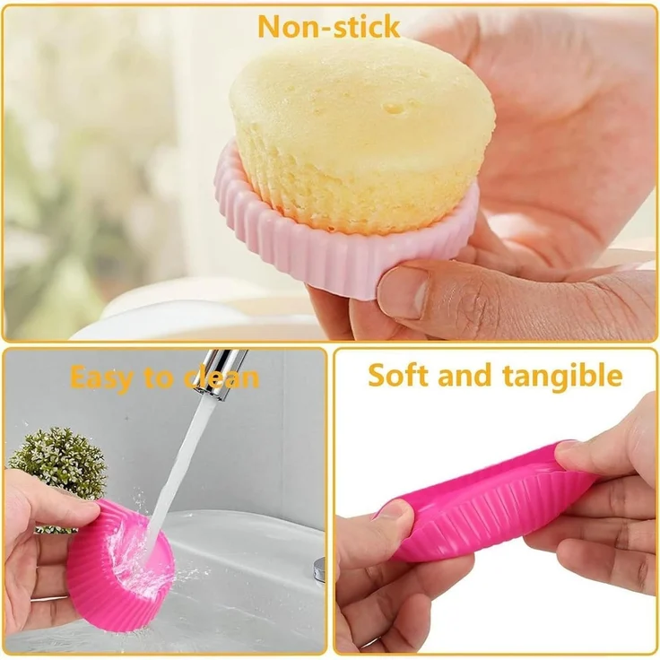FELIXLEO Silikonform 32 Stück Silikon Muffinförmchen Wiederverwendbare Cupcake Backform, (1-tlg) – Bild 2