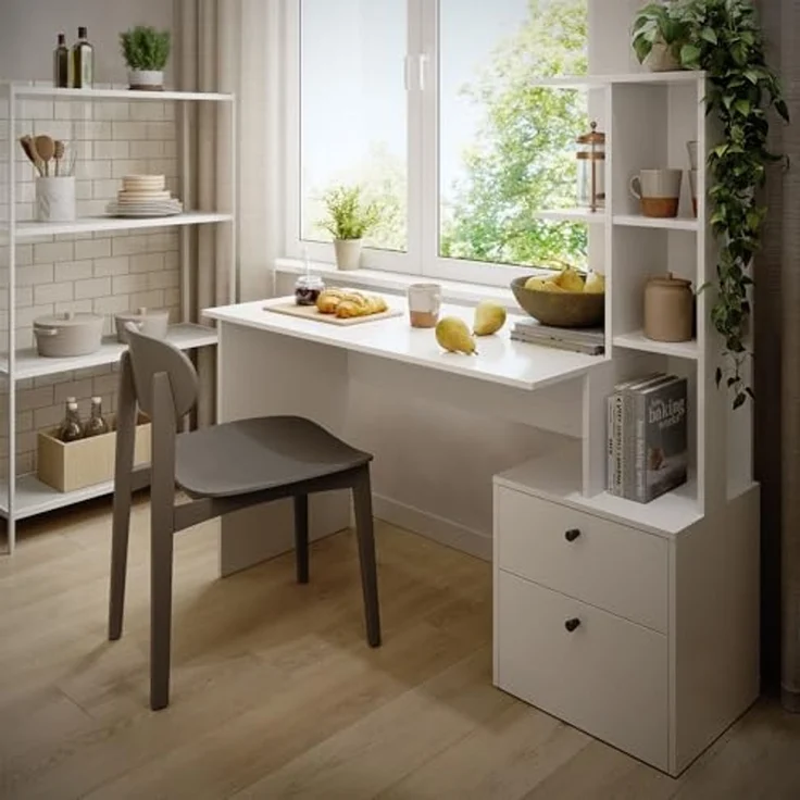 Esstisch Denton Weiß 136 x 55 cm mit 2 Schubladen Vicco – Bild 2