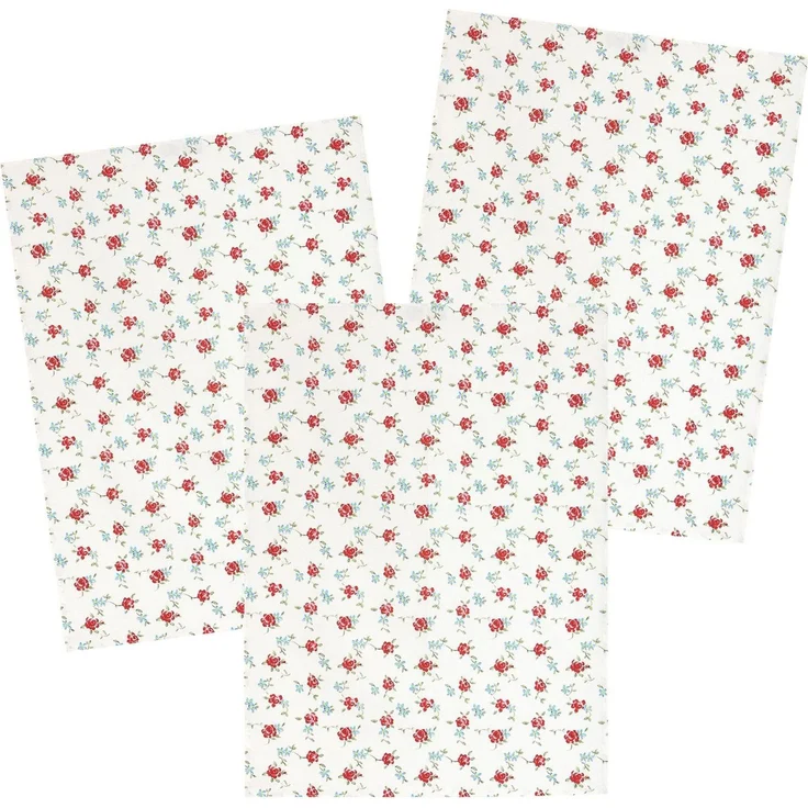 Kracht Geschirrtuch Röschen, (3-tlg, 3-teilig), Geschirrtücher (3 Stück), ca. 50 x 70 cm, Halbleinen bedruckt – Bild 1