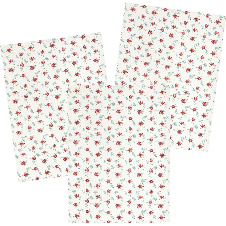 Kracht Geschirrtuch Röschen, (3-tlg, 3-teilig), Geschirrtücher (3 Stück), ca. 50 x 70 cm, Halbleinen bedruckt