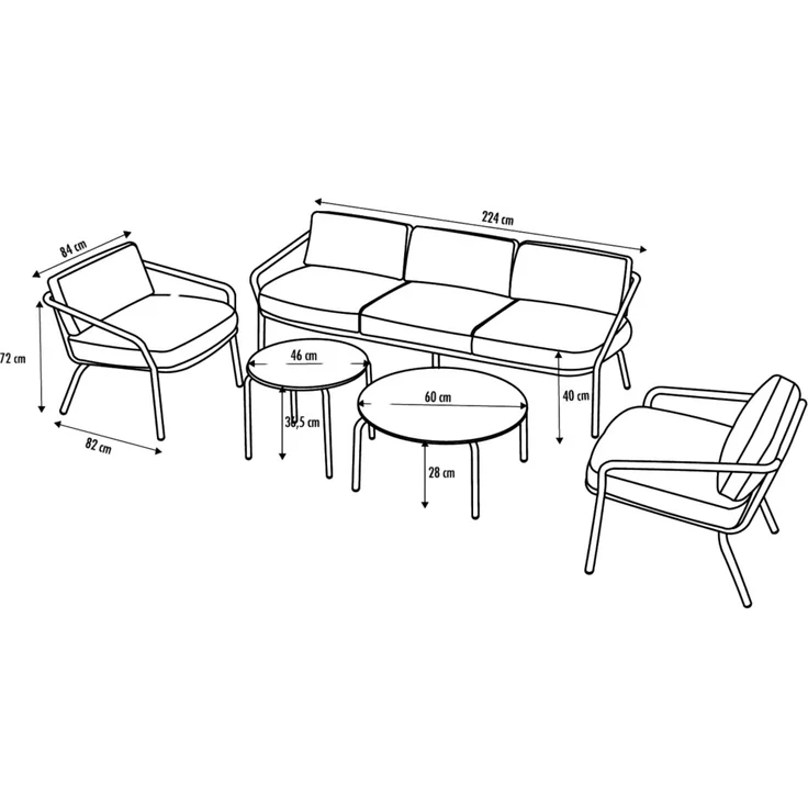 Primaster Gartenmöbel-Set Locarno Stahl Sitzgruppe inkl 2 Tischen Lounge Set – Bild 3