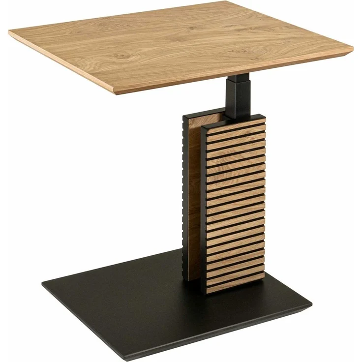 Beistelltisch höhenverstellbar Cleo 55x47x47 Furnier Schwarz/Wildeiche – Bild 2