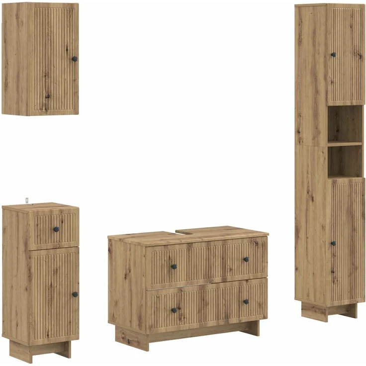 vidaXL 4-teiliges Badezimmer-Schrank-Set EDE Artisan-Eiche 3417908 – Bild 2