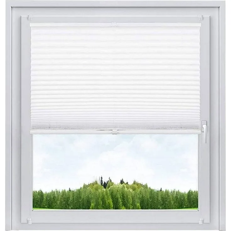 Woltu Plissee, halbtransparent, Klemmfix, Klemmfix, Klemmfix ohne Bohren oder zum Bohren für Fenster & Tür