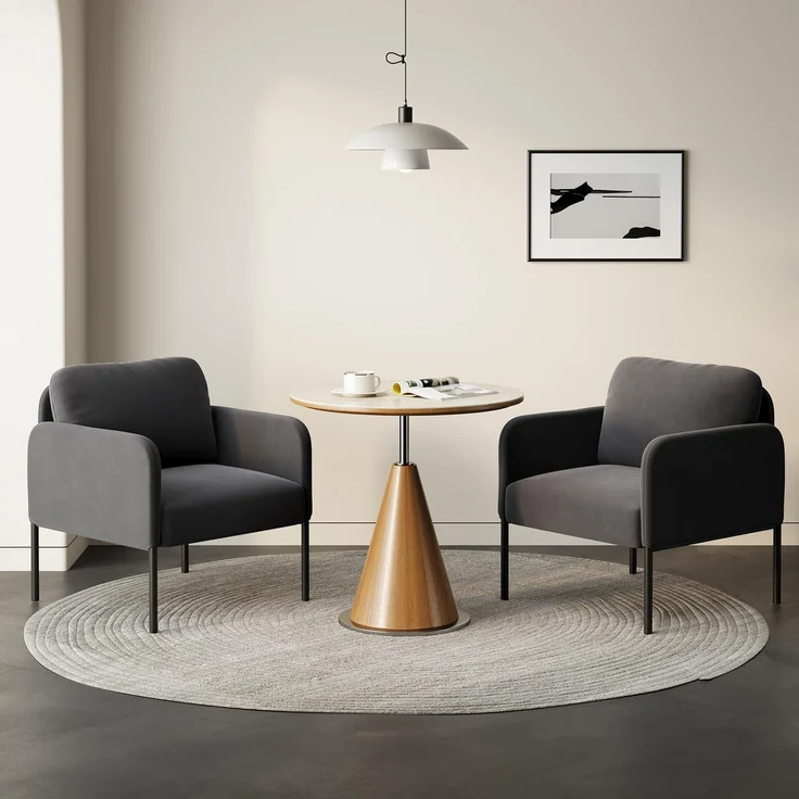 COLAMY Gepolsterter Ohrensessel 2er Set aus Samt – Moderner Lounge-Sessel mit weicher Rückenlehne, Komfortabler Sessel für Wohnzimmer, Schlafzimmer, Apartment & Leseecke, Grau – Bild 1
