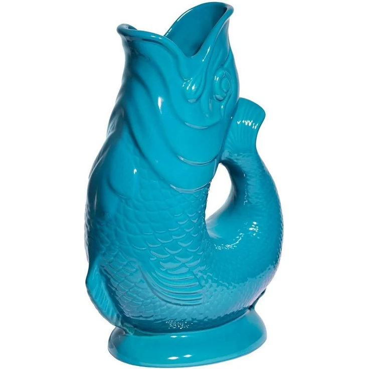 Gluckigluck Wasserkaraffe, (Original Gluggle Jug aus England), mit Gluckergeräusch, handgefertigt, ikonisches Fisch-Design, 1,2 L – Bild 2