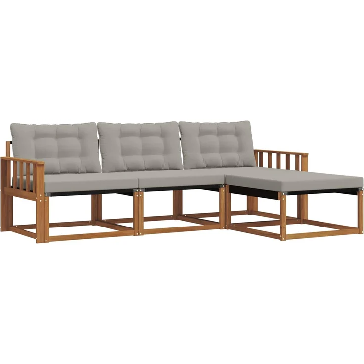 vidaXL Outdoor-Sofagarnitur 4 stk. 4-Sitzer Natur und Hellgrau 3369334 – Bild 2