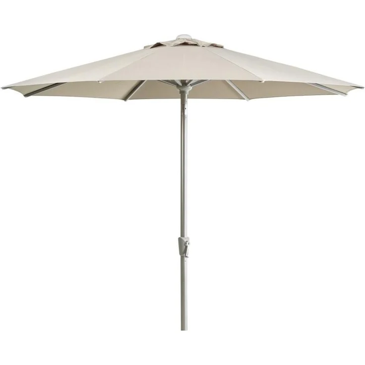 Sonnenschirm Abriola aus Aluminium und Polyester, neigbar, rund, taupe, Ø 270 cm