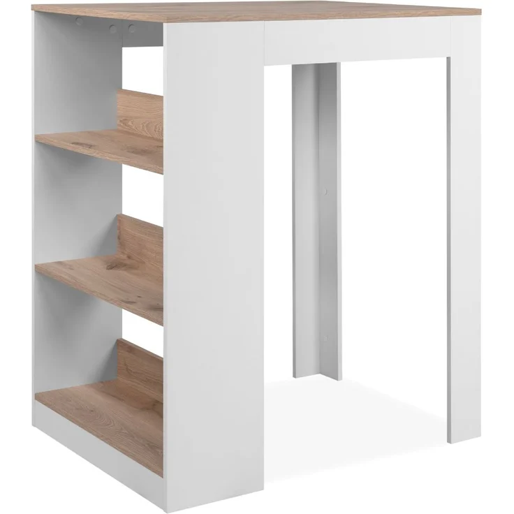 Calicosy 'TAMPA' Esstisch mit 3 Ablagefächern Eiche und Weiß L92cm - Helles Holz – Bild 1