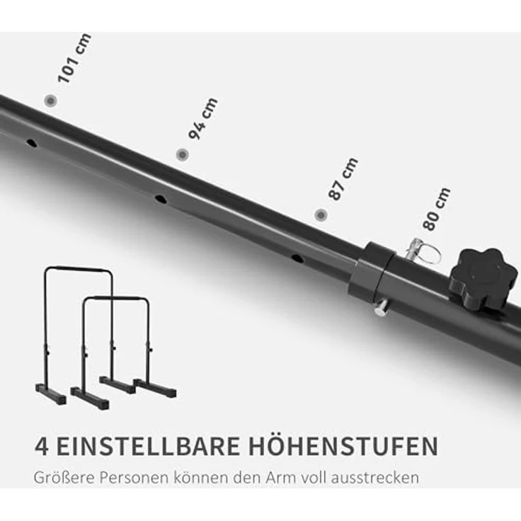 SPORTNOW Liegestützgriffe 2er Set 80-100 cm Höhenverstellbar Push up Bars (Parallettes, 2-St, Push Up Griffe), für Muskeltraining und Krafttraining Stahl Schwarz – Bild 3