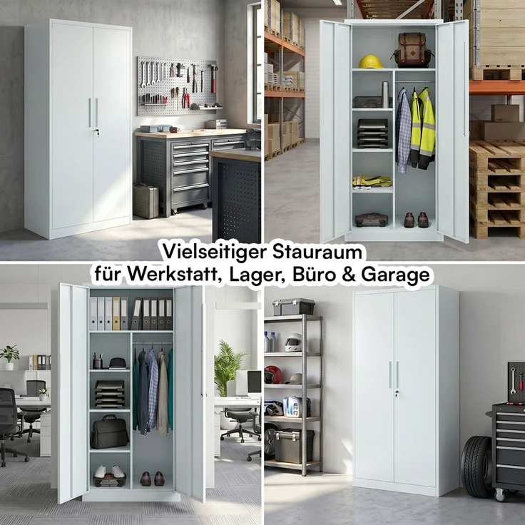 STEELSØN 'Regulus' Garderobenschrank mit 6 Fächern und Kleiderstange, Metall, hellgrau, 175x40x80 cm, abschließbar, inkl. Schloss – Bild 10