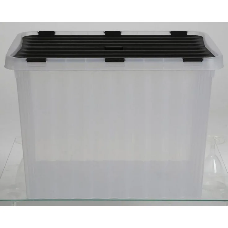 8x Wellenboxen 24L 43x30x30cm Transparent Deckel Aufbewahrung Spielzeugkisten